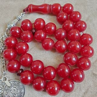 Unique Handmade German 33 Amber Cherry Faturan Bakelite Prayer Beads فاتوران