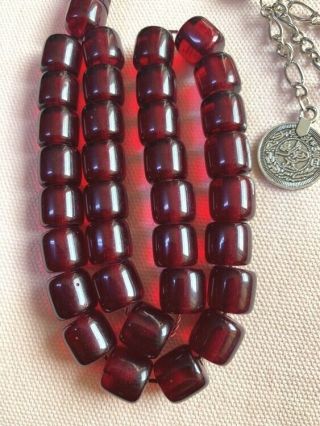 33 German Amber Prayer Beads Cherry Faturan Bakelite Damar Komboloi فاتوران