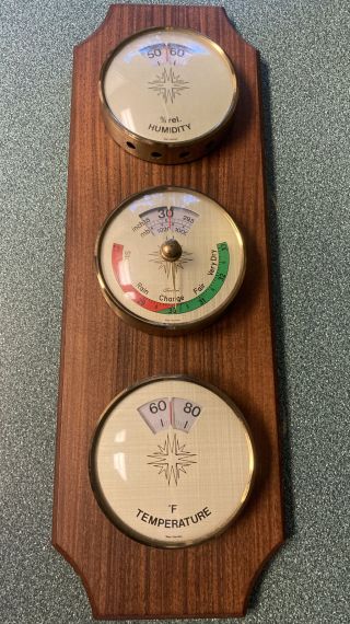 Vintage West Germany Weather Center Wall Unit Barometer Thermometer Humidistat