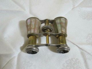 Antique Vintage Opera Glasses Binoculars Brass Mother Of Pearl Paris French