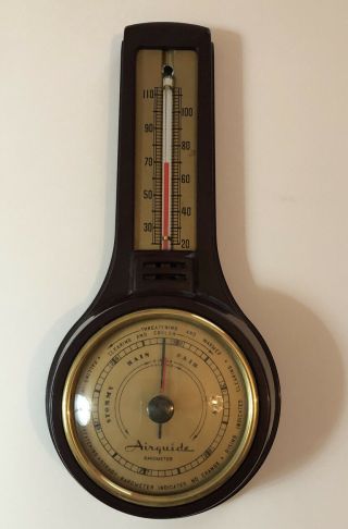 Vintage Airguide Bakelite Barometer/thermometer Wall Mounted Weather Station See