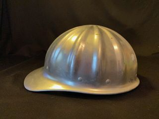 Vintage Lite Fibre Metal Aluminum Silver Hard Hat Mining Safety Usa