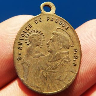 Rare St Anthony Religious Medal Antique 19th Century St Francis French Pendant