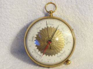 Vintage Wittnauer Brass Glass Globe Wall Hanging Barometer 5.  75 "