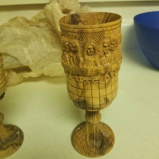 Communion Wine Cup Last Supper Chalice Olive Wood Goblet Holy Land