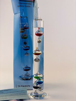 Vintage Dr Friedrichs Galileo Galilei Glass Liquid Thermometer 18 " Color