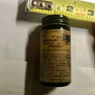 Vintage empty Rx bottle of BENZEDRINE SULFATE SPANSULE (stimulant) 3