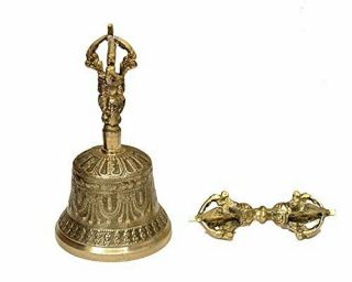 Dharma Store - Tibetan Buddhist Meditation Bell And Dorje Set,  4.  5 Inch,  Handbell