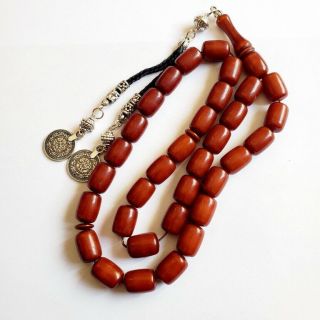 OLD german 33 amber bakelite Prayer Beads komboloi beads فاتوران faturan Rosary 3