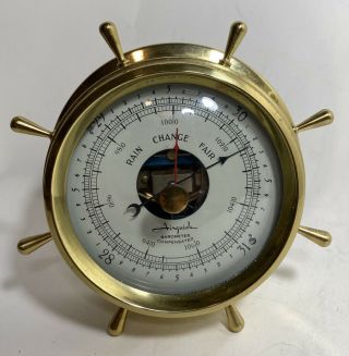 Vintage Airguide Weather Barometer Nautical Ship Wheel