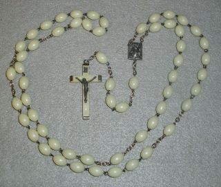 Vintage Rosary Beads W/cross & Medal Thermoset Luminous Glow In The Dark Italy