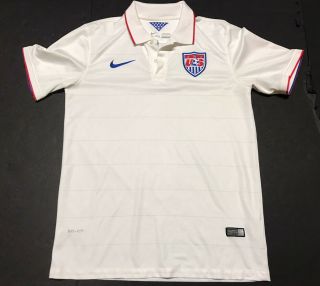 Nike Mens Us Team Soccer 2014 World Cup Home White Jersey Polo Shirt Medium