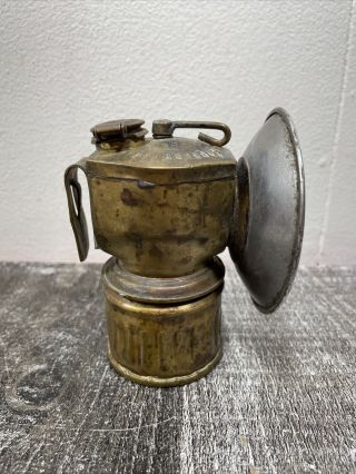 Vintage Miners Light Justrite Carbide Light Lamp Brass Lantern Made In Usa
