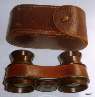 Vintage Bakelite Bausch & Lomb Sport Opera Glasses In Leather Case
