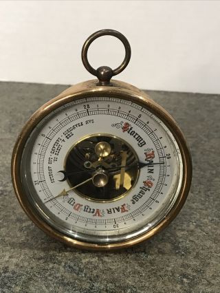 Vintage A.  Lietz Co.  Barometer With Brass Case Usa 3 1/2 " Face Estate Find