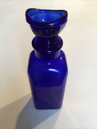 Vintage Wyeth Cobalt Blue Glass Collyrium Wash Bottle And Glass Eye Wash Cup