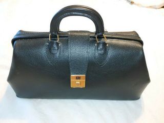 Schell Vintage Traveling Doctors Bag Satchel Black Leather 71426
