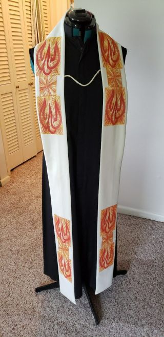 Clergy Stole Liturgical Vestment Hand Crafted Off White W/unique Design