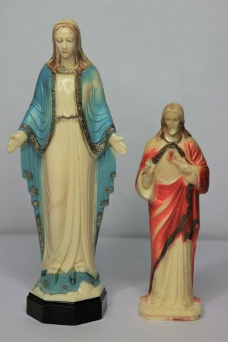 Vtg Madonna Virgin Mary Jesus Sacred Heart Consolidated Molded Products Figurine