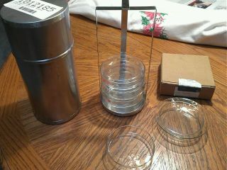 Pyrex Petri Dishes,  Hour Glasses,  Stainless Rack