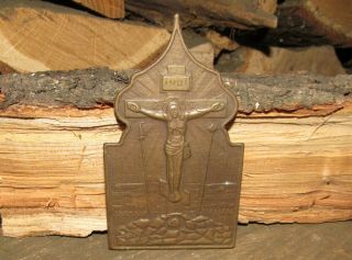 Antique 18 - 19th Russian Orthodox Bronze Icon Crucifixion Of Сhrist
