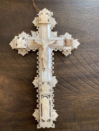 Vintage Mother Of Pearl Crucifix / Cross 7”