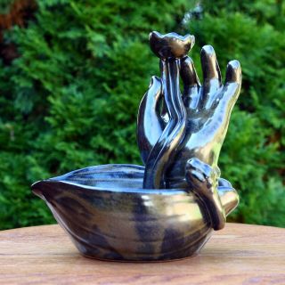 Mudra Hand Ceramic Backflow Incense Burner - Lotus - Meditation - Spirituality