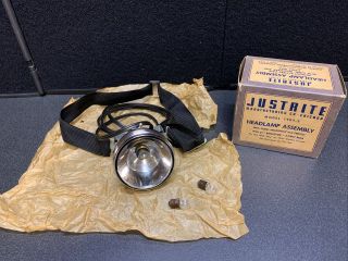 Vintage Justrite Miners Lamp Headlamp Assembly Model 1904 - 2 Nos
