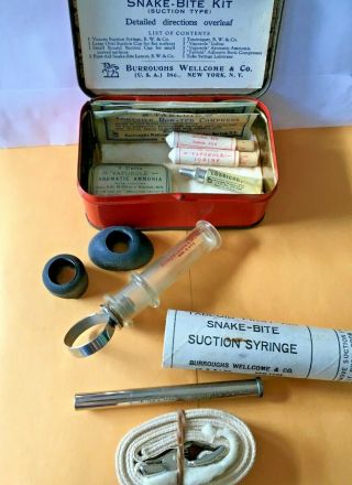 Vintage Tabloid Brand First Aid Snake Bite Kit 748 Burroughs Wellcome & Co.