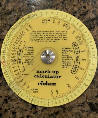 Vintage Pickett Markup Calculator Circular Slide Rule Model 103es Leather Case