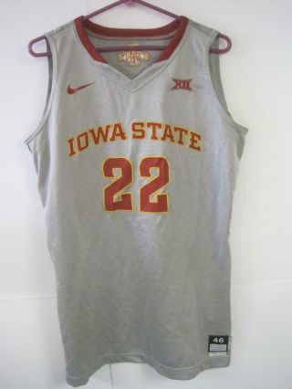 Authentic Nike Iowa State Cyclones Gray Grey Basketball Jersey Game Size 46 22