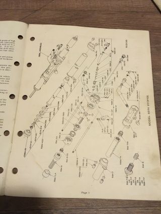 Vintage 1940s Gardner Denver RB94 Stoper Drill Parts Instructions Mining 3