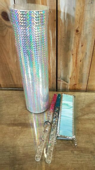 Art Stained Glass Kaleidoscope Case Prismatic Oil Wand With Color Glitter