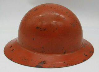Vtg Msa Skullgard Type K Fiberglass Hard Hat Full Brim Mining Brown Orange