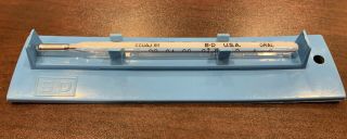 Vintage B - D Becton Dickinson Ccuaj Iii Glass Oral Thermometer W/ Plastic Stand