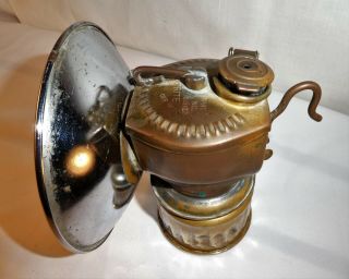 Vintage Justrite Miners Lamp… Brass Carbide Mining Lantern,  3.  75 - Inch Reflector