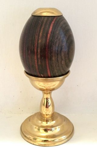 Vintage Van Cort Usa Egg - Shaped Wood Kaleidoscope With Brass Stand
