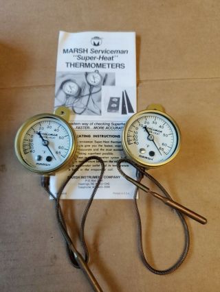 Vintage Marsh Serviceman Superheat Set Thermometer With Instructions Y1070q
