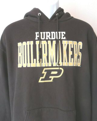 Black Purdue Boilermakers Hoodie Sweatshirt Large Champion Men 