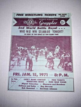 1/15/71 Nwa Wrestling Program L.  A Olympic Auditorium Blassie Mascaras
