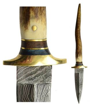 Dagger Bone Damascus Athame Wiccan Witchcraft Pagan Supplies