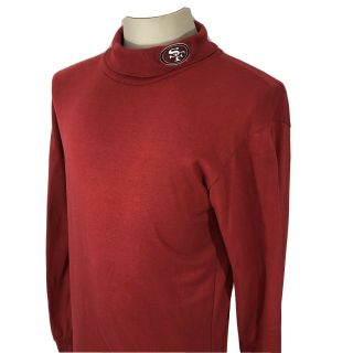 Vintage 90s San Francisco 49ers Red Mock Turtle Neck Long Sleeve Shirt Men 