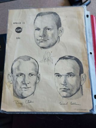 Rare Nasa 1969 Apollo 11 Sketches Of The Apollo 11 Astronauts