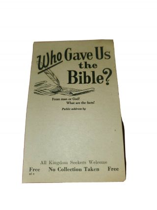 1960s Public Talk Handbill Jehovah 