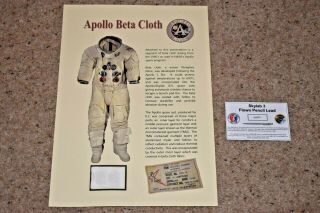 Skylab Flown Pencil Lead And Apollo Beta Cloth - Nasa,  Space,  Neil Armstrong