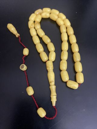 Natural Yellow Amber Faturan Misbaha Tasbeh Prayer Beads Rosary Tesbih Kahribar