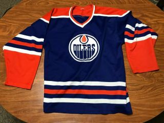 Mens Vintage Ccm Edmonton Oilers Blue Nhl Hockey Jersey Size Medium/large