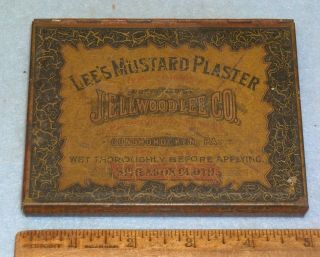 Antique J Ellwood Lee Unusual Lee’s Mustard Plaster Tin Conshohocken Pa