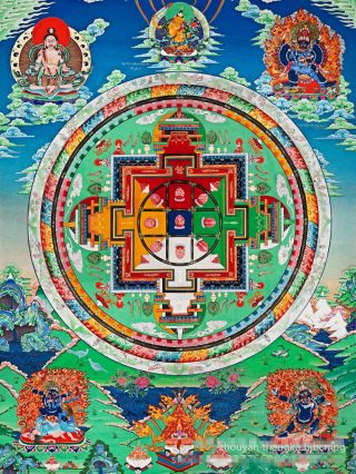 32 " Blessed Tibet Thangka Painting: Mandala Of Yamantaka Manjushri Ritual Ware =