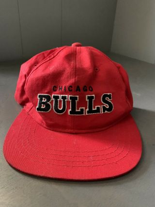 Vintage 90s Chicago Bulls 1990s Starter Red Spell Out Snapback Hat Cap Jordan